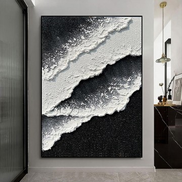 黒と白 Painting - ブラック ホワイト ビーチ ウェーブ サンド 08 壁装飾